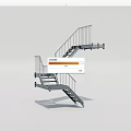 Modern Metal Staircase With Handrail Platform And Step Design Structure 3d model