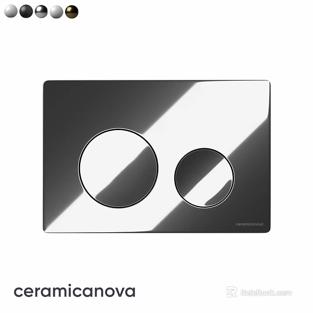 Modern Toilet Flush Panel Featuring Two Circular Buttons And Sleek Black Surface 3d model 