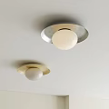 Modern Ceiling Lights With Metallic Base And White Shade In Room Interior 3d model