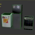 Modern Refrigerator Freezer with Washing Machine and Oven in Home Appliance