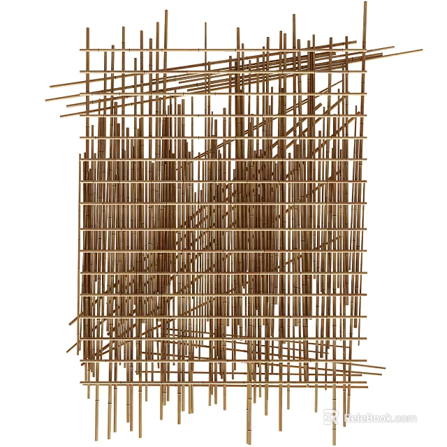Intricate Bamboo Woven Pattern Design With Vertical And Horizontal Strips Texture 3d model 