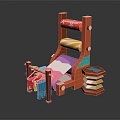 Wooden Children's Toy Equipment with Colorful Slide Hanging Clothes and Stacked Blocks