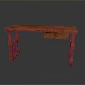 Wooden Functional Desk With Carved Legs And Single Drawer For Home Study Use