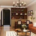 Warm Retro Open Living And Dining Room With Wooden Rattan Furniture And Large Bright Window