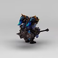 Inflatable Blue Warrior Character With Spiked Armor And Large Hammer Design 3d model
