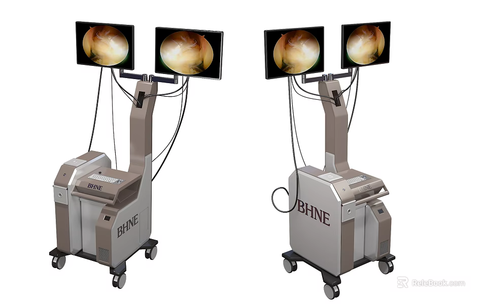 BHINE Mobile Medical Imaging Equipment With Dual Displays And Wheeled Cart For Internal Organ Exams 3d model 