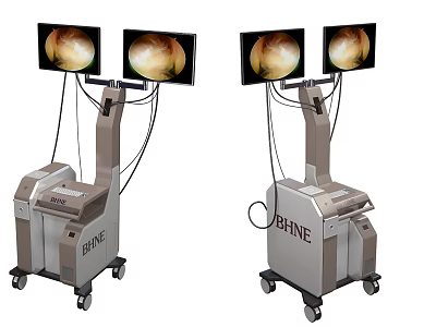 BHINE Mobile Medical Imaging Equipment With Dual Displays And Wheeled Cart For Internal Organ Exams 3d model
