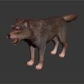 Realistic Standing Wolf Model With Open Mouth And Detailed Fur Texture 3d model