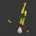 White Haired Female Superhero Character Flying In Yellow Green Costume With Brown Leather Jacket