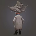 Cartoon Scientist Game Film Character With Wild White Hair Mustache And Lab Coat