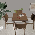 Nordic Solid Wood Casual Tables and Chairs 3d model