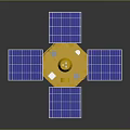 Space Exploration Satellite Equipped With Four Solar Panels And Yellow Scientific Instruments
