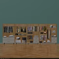 Modern Wooden Wardrobe With Multiple Compartments Hanging Sections And Storage Drawers 3d model