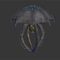 Mysterious Fantasy Creature Featuring Umbrella Top Spikes Spiked Legs Orange Body And Blue Glowing Eyes