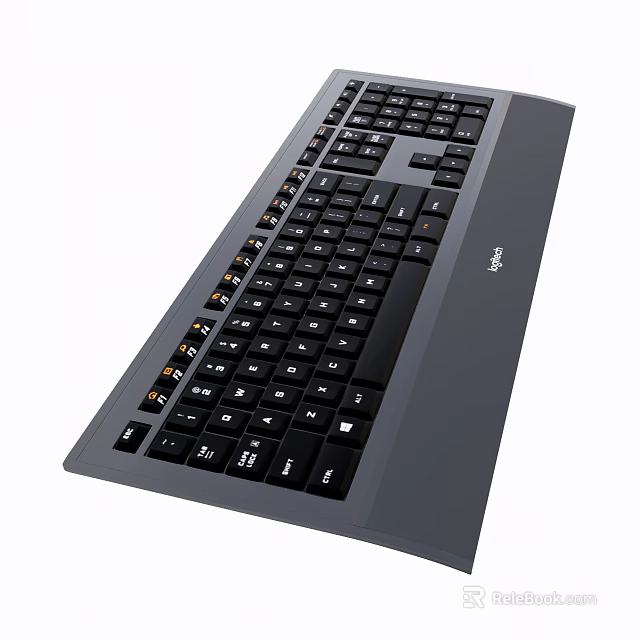 Logitech Full Size Computer Keyboard With Backlit Keys And Black Design 3d model 