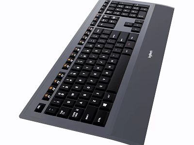 Logitech Full Size Computer Keyboard With Backlit Keys And Black Design 3d model