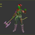 Red Skinned Character With Horns Tail And Axe In Armor Standing Pose