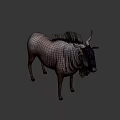 Realistic Wildebeest With Curved Horns Shaggy Mane And Textured Body