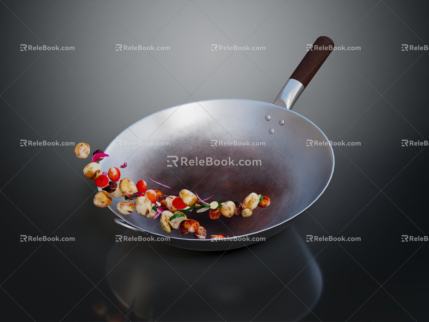 Modern Pot Cast Iron Pan Wok Wok Cookware 3d model