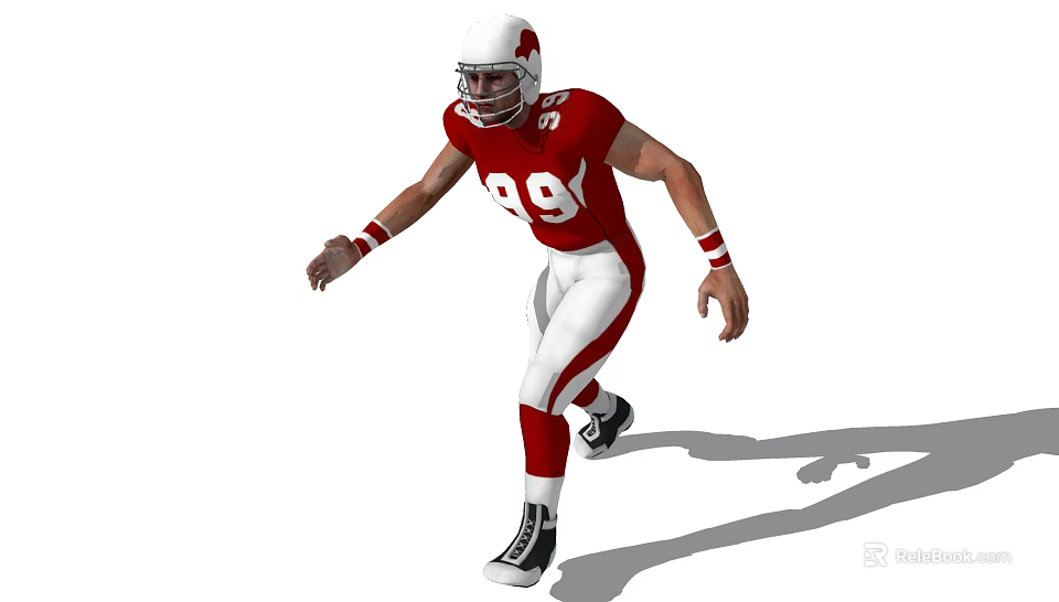 Man In Red And White American Football Uniform Number 89 Running In Action Pose 3d model 