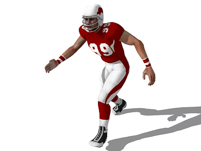 Man In Red And White American Football Uniform Number 89 Running In Action Pose 3d model