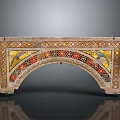 Ancient Stone Mosaic Arch Decorative Panel With Colorful Tiles And Golden Birds