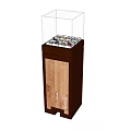 Modern Display Cabinet Shelf With Transparent Glass Cover And Wood Grain Door For Small Items