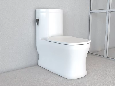 White Modern Toilet In Bathroom Interior With Sleek Design And Clean Lines 3d model