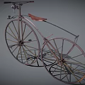 Vintage Bicycle With Large Front Wheel Small Rear Wheel And Leather Seat