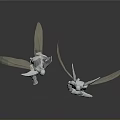 Silver Winged 3D Character Models With Armors And Swords 3d model