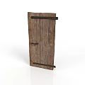 Old Rustic Wooden Door With Metal Hinges And Aged Wood Texture