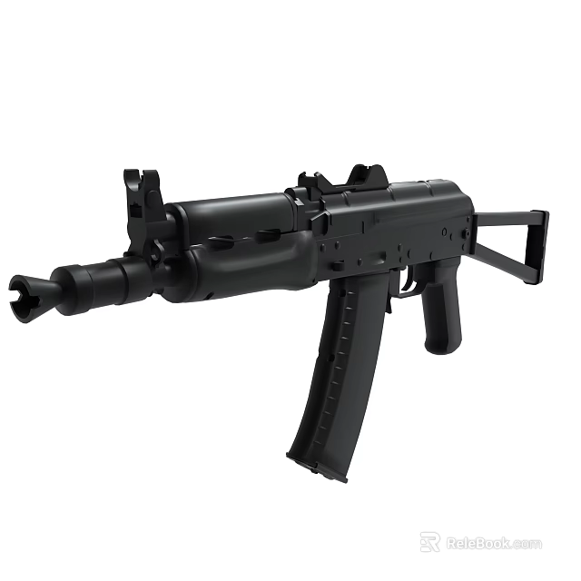 Black Tactical Assault Rifle With Modern Design And Compact Features 3d model 