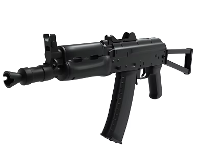 Black Tactical Assault Rifle With Modern Design And Compact Features 3d model