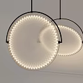 Modern Round Pendant Lights with Illuminated Circular Design and Black Frame 3d model