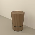 Modern Wooden Round Side Table With Layered Base And Brown Finish