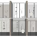 Modern Shower Head Design In Contemporary Shower Room With Glass Enclosure And Gray Tiles