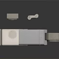 Industrial Metal Equipment Components Featuring Control Panel And Geometric Modular Blocks With Metallic Texture