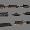 New Chinese Style Eaves Roof Flying Ridge Cornice Line Tiles Eaves Ridge Building Components Ancient Architecture 3d model