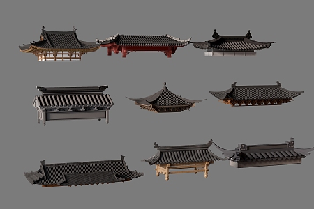 New Chinese Style Eaves Roof Flying Ridge Cornice Line Tiles Eaves Ridge Building Components Ancient Architecture 3d model