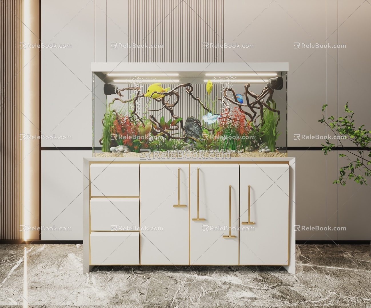 Modern Fish Tank Glass Fish Tank Aquarium Display Cabinet Side Cabinet 3d model