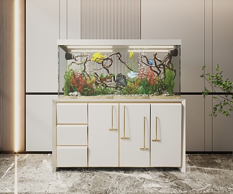 Modern Fish Tank Glass Fish Tank Aquarium Display Cabinet Side Cabinet 3d model