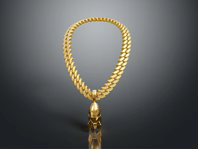 Exquisite Gold Braided Chain Necklace With Teardrop Pendant Design For Elegant Jewelry Look 3d model