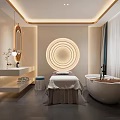 Modern Beauty And Hair Salon Interior With Comfortable Beds Mirrors And Soft Lighting