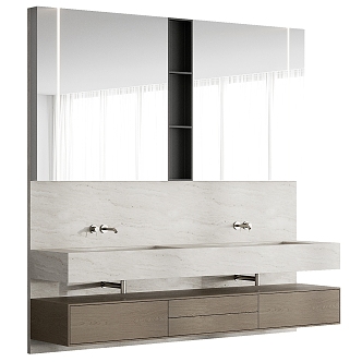 Modern bathroom sink bathroom cabinet mirror basin faucet 3d model