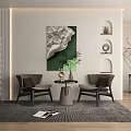Modern leisure table and chair combination single sofa set 3d model