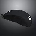 Black Wired Computer Mouse With Ergonomic Design And White Logo 3d model
