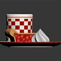 Slice of Delicious Pie With Whipped Cream And Red White Checkered Coffee Cup On Plate