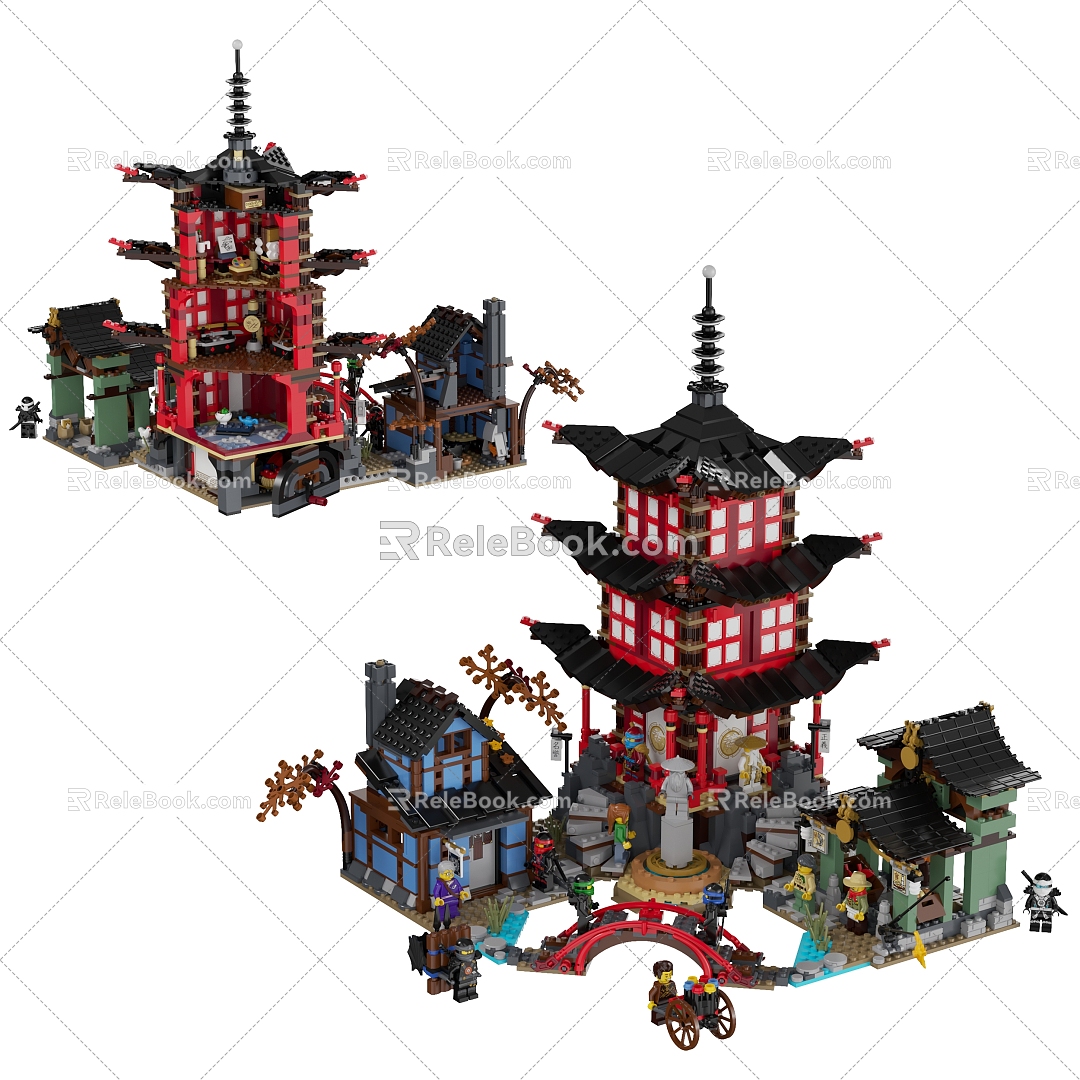 Modern Lego Lego Ninja Empty Art Temple Village 3d model