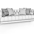 Gray Two Seater Sofa With Button Tufted Design And Black White Pillows 3d model