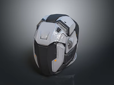 Advanced Futuristic Tactical Combat Helmet With Integrated Weapon System And Metallic Finish 3d model